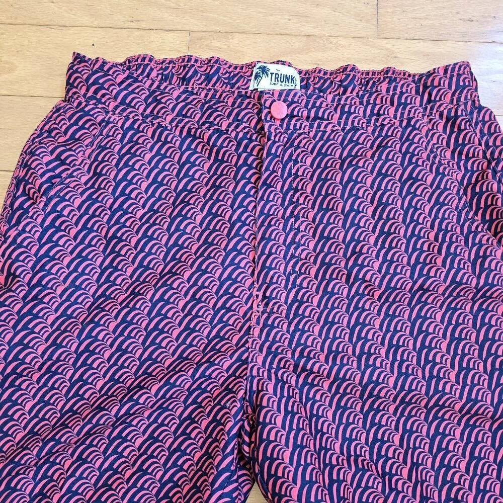 Trunks Surf & Swim | pink geometric print athletic swim trunk shorts | MENS S